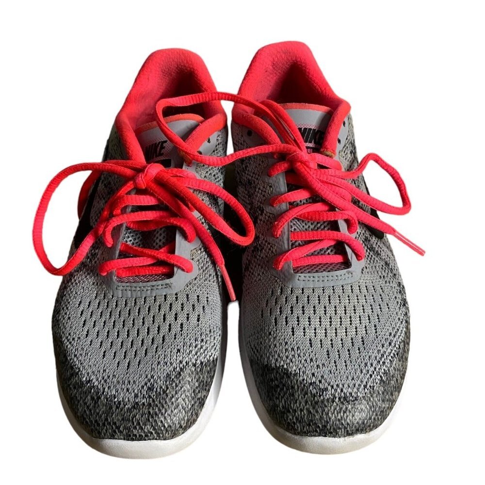 Nike Free Run 2017 Youth Girls' Wolf Grey Pink Running Shoes - Picture 4 of 8